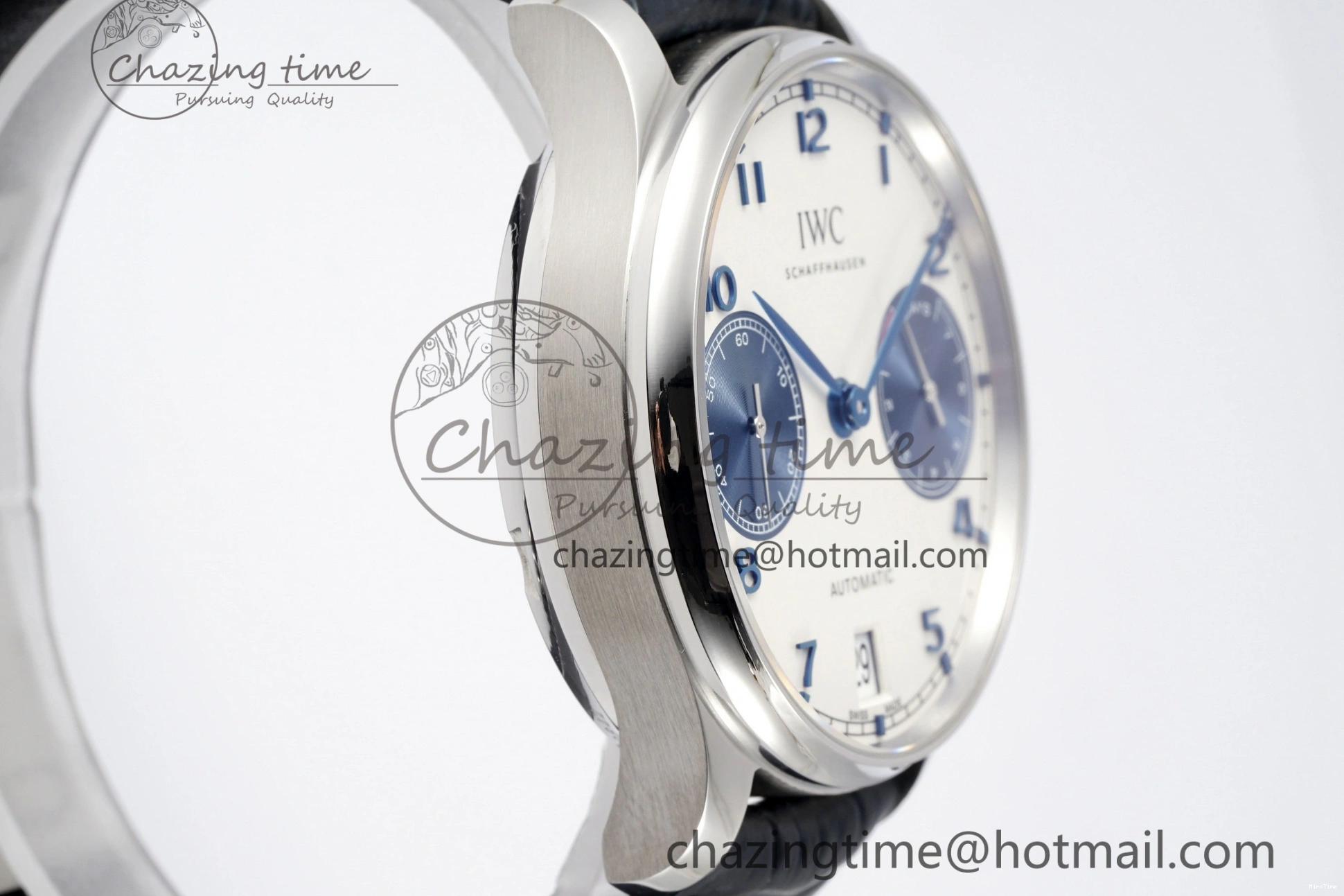 MIROTIME 0316 ZeroBulk Portuguese Real PR IW500715 SS AZF 1:1 Best Edition White Blue Dial on Blue Leather Strap A 7034